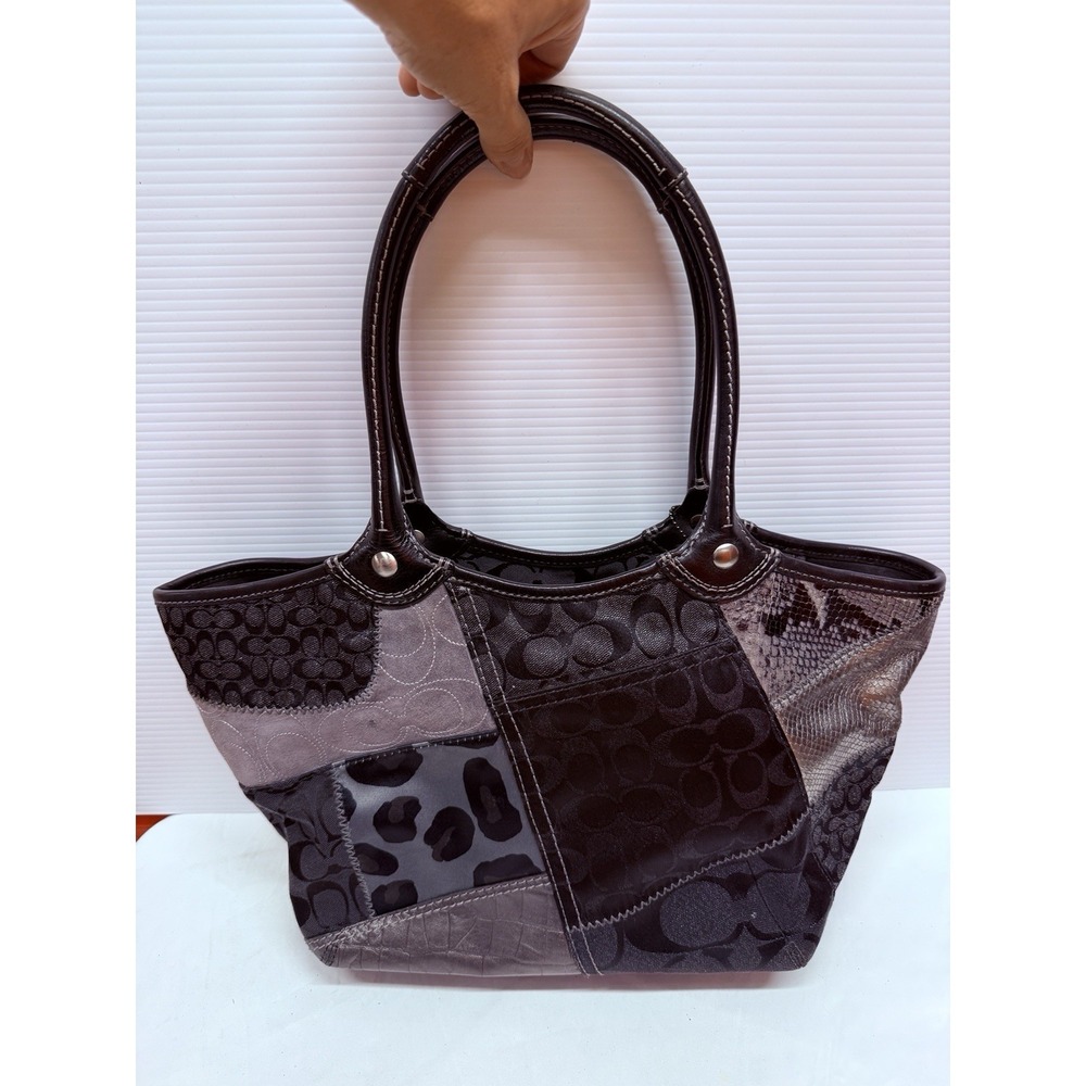 Coach Y2K Vintage Multicolor Black Gray Patchwork Bleecker Tote Purse Bag #12899 - Picture 15 of 16